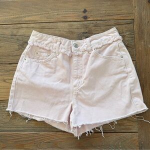 Topshop Light Pink Frayed Jean Shorts